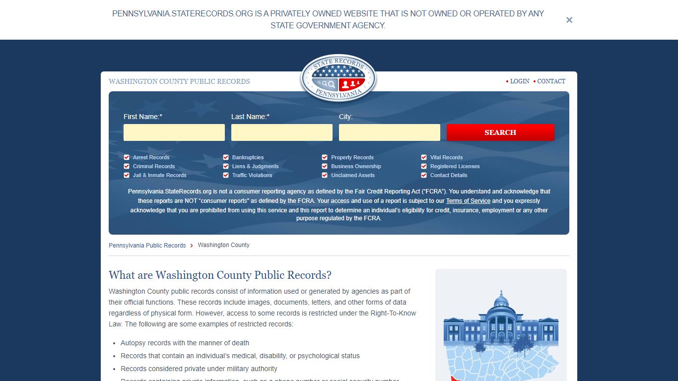 Washington County Arrest, Court, and Public Records | StateRecords.org